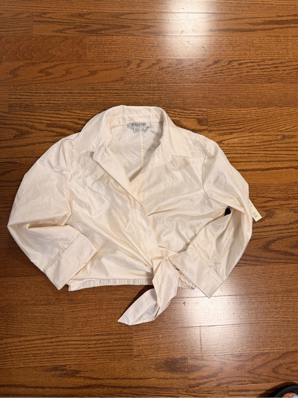 Kay Unger New York 100% Silk Wrap Blouse Ivory Size 12